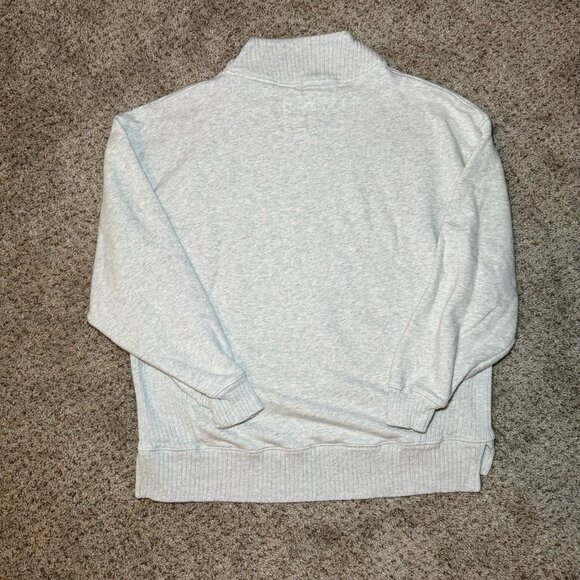 Aerie Mock Neck Sweatshirt Side Slit Collar Long Sleeve Pullover Small Gray - Picture 3 of 8